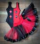 Imagem de Conjunto Fantasia Infantil de Carnaval Halloween Arlequina Vermelho e Preto (Tam 1 ao 10) COD.000508