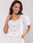 Imagem de Conjunto Feminino Alfaiataria Cropped Bufante e Wide Leg Branco Salvatore Fashion