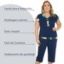 Imagem de Conjunto Feminino Blusa Baby Look e Calça Pantacourt com Estampa Plus Size