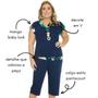 Imagem de Conjunto Feminino Blusa Baby Look e Calça Pantacourt com Estampa Plus Size
