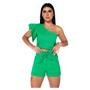 Imagem de Conjunto Feminino Blusa Cropped E Short Linho Alfaiataria 