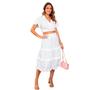 Imagem de Conjunto feminino blusa e saia midi com babados em crepe com forro rom ntico elegante