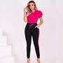 Imagem de Conjunto Feminino Calça e Blusa Moderno Rosa Festa Trabalho Moda Casual Dia a Dia Malha Crepe Confortável e Elegante Outono Inverno 2025 M