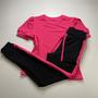 Imagem de Conjunto Feminino Calça e Blusa Moderno Rosa Festa Trabalho Moda Casual Dia a Dia Malha Crepe Confortável e Elegante Outono Inverno 2025 M