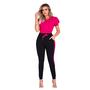 Imagem de Conjunto Feminino Calça e Blusa Moderno Rosa Festa Trabalho Moda Casual Dia a Dia Malha Crepe Confortável e Elegante Outono Inverno 2025 M