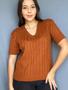 Imagem de Conjunto Feminino Casaco e Blusa Twinset Tricot Malha Inverno Decote em V Plus Size M ao GG