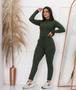 Imagem de Conjunto Feminino Com Blusa Manga Longa Gola Alta e Calça Jogger Canelada Casual Cores Variadas Tamanho Único