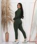 Imagem de Conjunto Feminino Com Blusa Manga Longa Gola Alta e Calça Jogger Canelada Casual Cores Variadas Tamanho Único