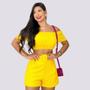 Imagem de Conjunto Feminino Cropped Ciganinha Short Com Cinto 0266