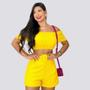 Imagem de Conjunto Feminino Cropped Ciganinha Short Com Cinto 0266