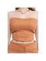 Imagem de Conjunto feminino cropped corselet fechamento ilhós com saia meia coxa ziper frontal scuba suede