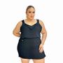 Imagem de Conjunto Feminino de Blusa e Short Saia Plus Size Forrado no Crepe Duna