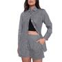 Imagem de Conjunto Feminino Elegante Camisa Manga Longa de Botão Listrado Shorts Soltinho Casual Moderno Veste ate 46 Fresquinho 