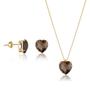 Conjunto Feminino Em Ouro 18k Brincos e Gargantilha Coração Fumê - AGAPRIME JÓIAS Imagem de Conjunto Feminino Em Ouro 18k Brincos e Gargantilha Coração Fumê