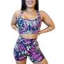 Imagem de Conjunto Feminino Fitness Estampado Top Alça + Short Gringas