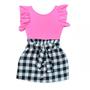 Imagem de Conjunto Feminino Infantil Body Saia Xadrez E Jaqueta Menina