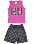 Imagem de Conjunto Feminino Infantil New Cat - Lual Kids - Groselha/Marinho