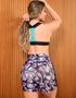 Imagem de Conjunto Feminino para Academia com Short Estampado e Top com Bojo