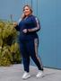 Imagem de Conjunto Feminino Plus Size Calça Blusa Com Ziper Crepe
