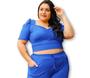 Imagem de Conjunto feminino plus size canelado cropped e short moda gringa