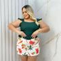Imagem de Conjunto Feminino Plus Size Cropped Short Saia Estampado 0251