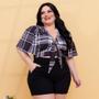 Imagem de Conjunto Feminino Plus Size Short e Cropped Xadrez 0276