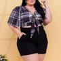 Imagem de Conjunto Feminino Plus Size Short e Cropped Xadrez 0276