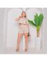 Imagem de Conjunto feminino shorts com bolso e camisa com botões no linho