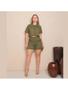 Imagem de Conjunto feminino shorts com bolso e camisa com botões no linho