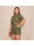 Imagem de Conjunto feminino shorts com bolso e camisa com botões no linho