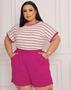Imagem de Conjunto Feminino Shorts e Blusa Plus Size Verão Listrado