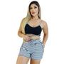 Imagem de Conjunto Feminino Top com Alça e Short Ajustável Branco Listrado (tamanho unico veste 36 oa 42