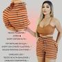 Imagem de Conjunto Feminino Top com Alça e Short Ajustável Marron Listrado