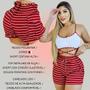 Imagem de Conjunto Feminino Top com Alça e Short Ajustável Vermelho Listrado