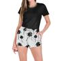 Imagem de Conjunto Feminino Verão Moda Praia Camiseta Algodão Short Tactel Coqueiro