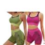 Imagem de Conjunto Fitness Academia Short + Top Bojo Removível - Kit com 2 Conjuntos Cores Sortidas