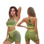 Imagem de Conjunto Fitness Academia Short + Top Bojo Removível - Kit com 2 Conjuntos Cores Sortidas
