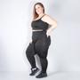 Imagem de Conjunto Fitness Plus Size Preto com Calça e Cropped sem Bojo Moda Feminina
