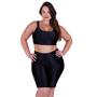 Imagem de Conjunto Fitness Plus Size Top Bojo Removível e Bermuda Cintura Alta 3D - c15 CONJUNTO BRUNA PLUS