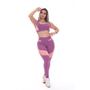 Imagem de Conjunto Fitness Top Alças Médias Calça Legging Cintura Alta Zero Transparência Compressão UV50+