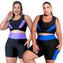 Imagem de Conjunto Fitness Top e Short com bolso PLUS SIZE e SLIM 40 ao 54 Roupa de academia feminino