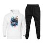 Imagem de Conjunto Flanelado de Frio Moletom Canguru Capuz Estampado Com Calça Jogger Elastico na Cintura