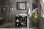 Imagem de Conjunto Gabinete Baden para Banheiro com Lavatório sintético e Espelheira Preto/Branco