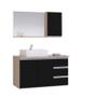 Imagem de Conjunto gabinete banheiro completo prisma 80cm madeirado/preto