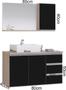Imagem de Conjunto gabinete banheiro completo prisma 80cm madeirado/preto