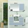 Imagem de Conjunto Gabinete Banheiro POLO 80cm Branco/Cinza- Gabinete + Cuba + Espelheira + Tampo Vidro