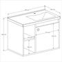 Imagem de Conjunto gabinete com espelheira e cuba para banheiro 60cm adonis preto ripado