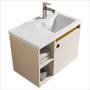 Imagem de Conjunto Gabinete com Espelheira e Cuba para Banheiro Adonis 60cm Pérola com Nature - Ofertamo