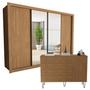 Imagem de Conjunto Guarda Roupa Casal Premium 279,3cm com Espelho 4 Portas e Cômoda 1 Porta 4 Gavetas