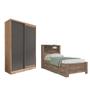 Imagem de Conjunto Guarda Roupa e Cama Com Gavetas Aurora Atacama